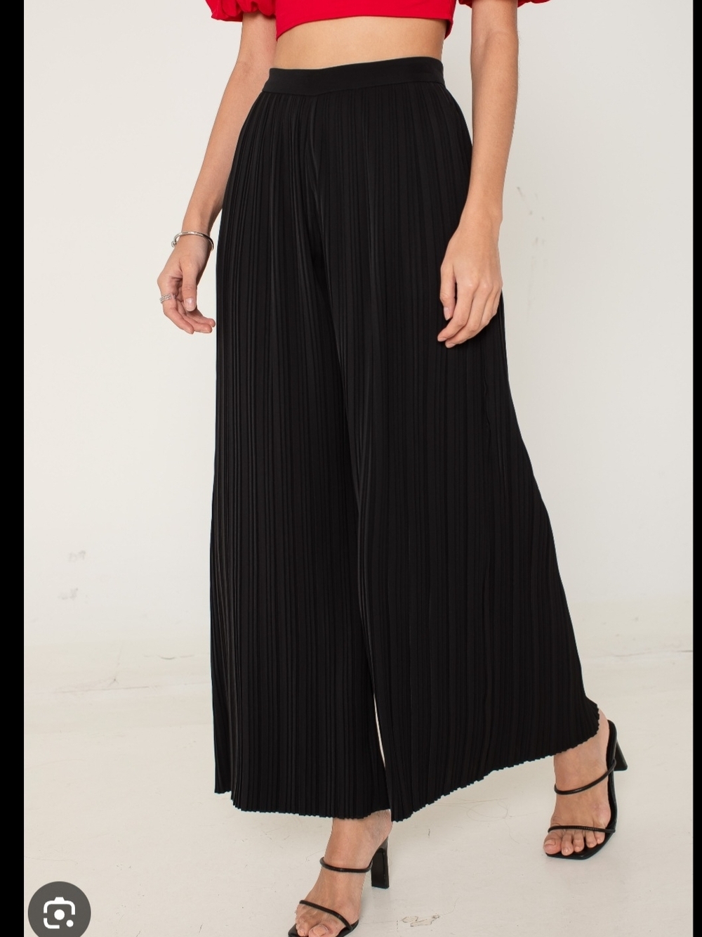 Adrian Karen Pleated Wide-Leg Palazzo Pants - Black Size 3X